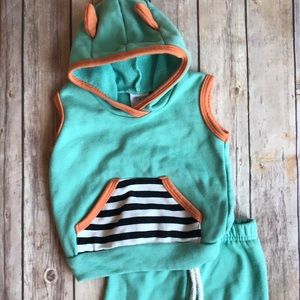 Turquoise bear Purl Lamb hoodie with joggers 6-12